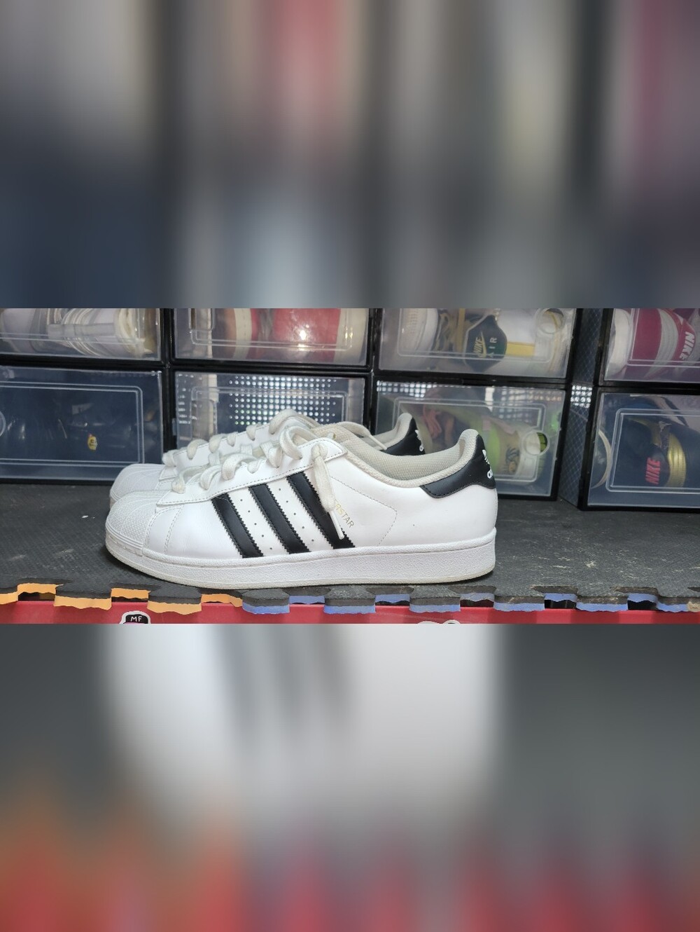 Adidas Superstars White Sneakers with Black Stripes